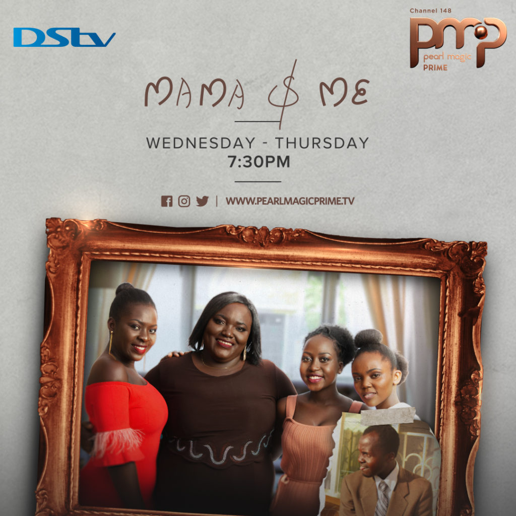 A poster for a Ugandan TV series, showing a framed family photo showing a mother and her three daughters, against a plain background